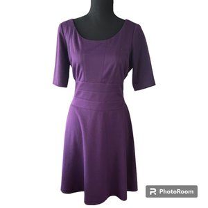 Donna Ricco Women's Petite Purple Fit and Flare 3/4 Sleeve dress 8P